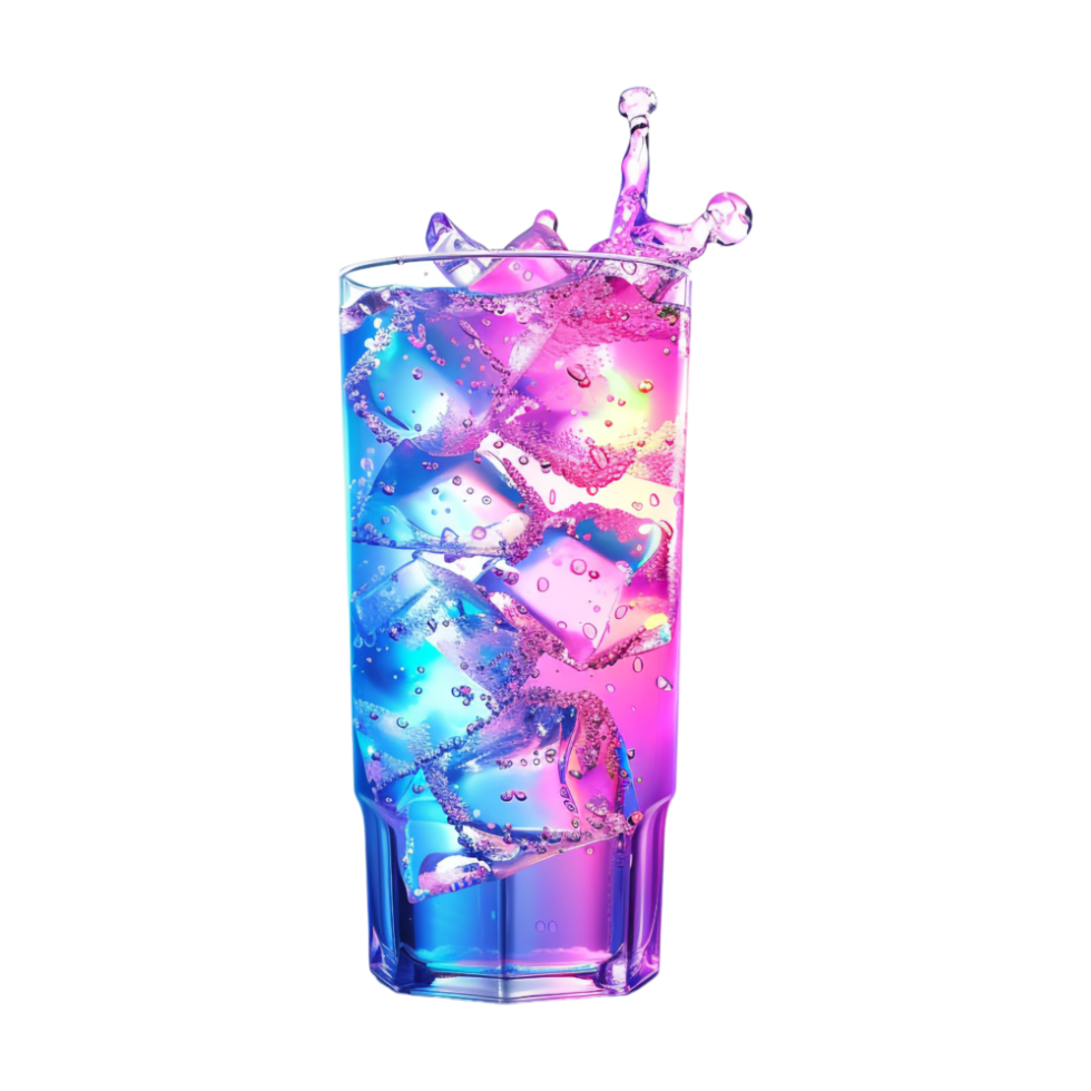 Neon Glass with Water in it on Transparent Background png