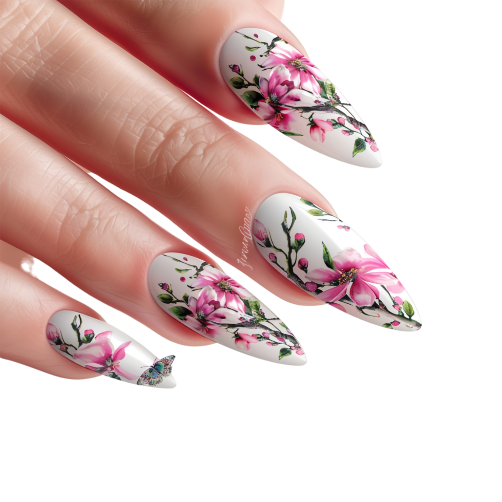 Woman Hand with Colorful Nails on Transparent Background png
