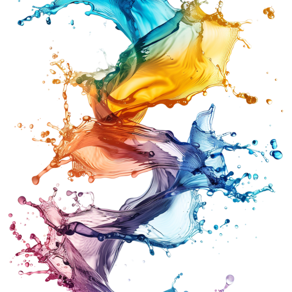Colorful Water Splash on Transparent Background png