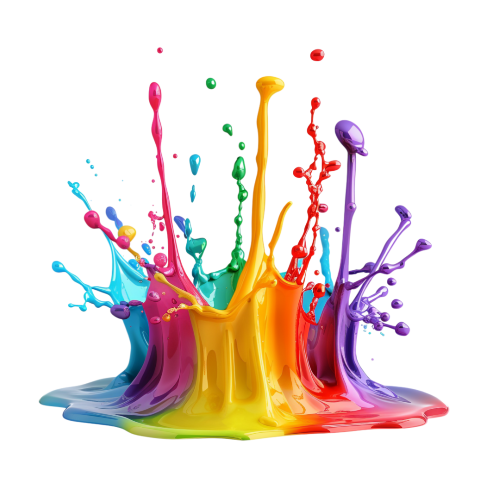 Colorful Water Splash on Transparent Background png