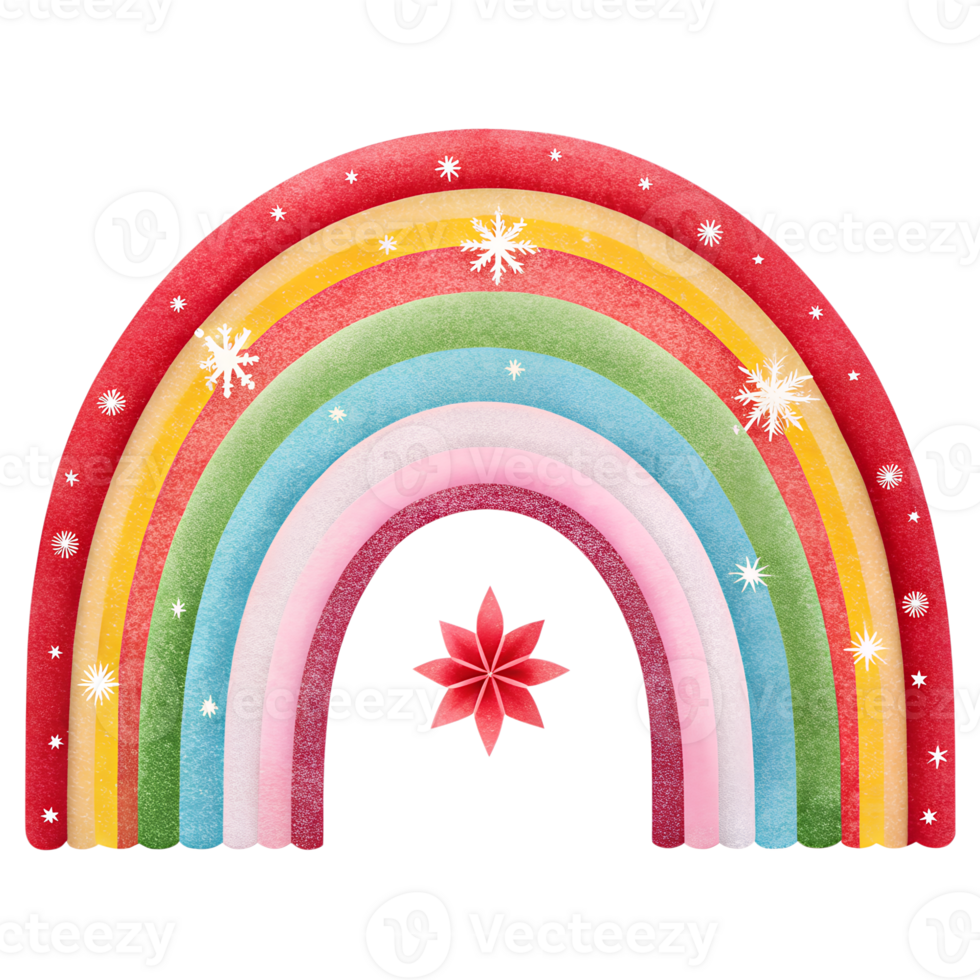 Colorful rainbow illustration with sparkles and stars. Perfect for festive, celebratory, and joyful themes in graphic design and decor. png