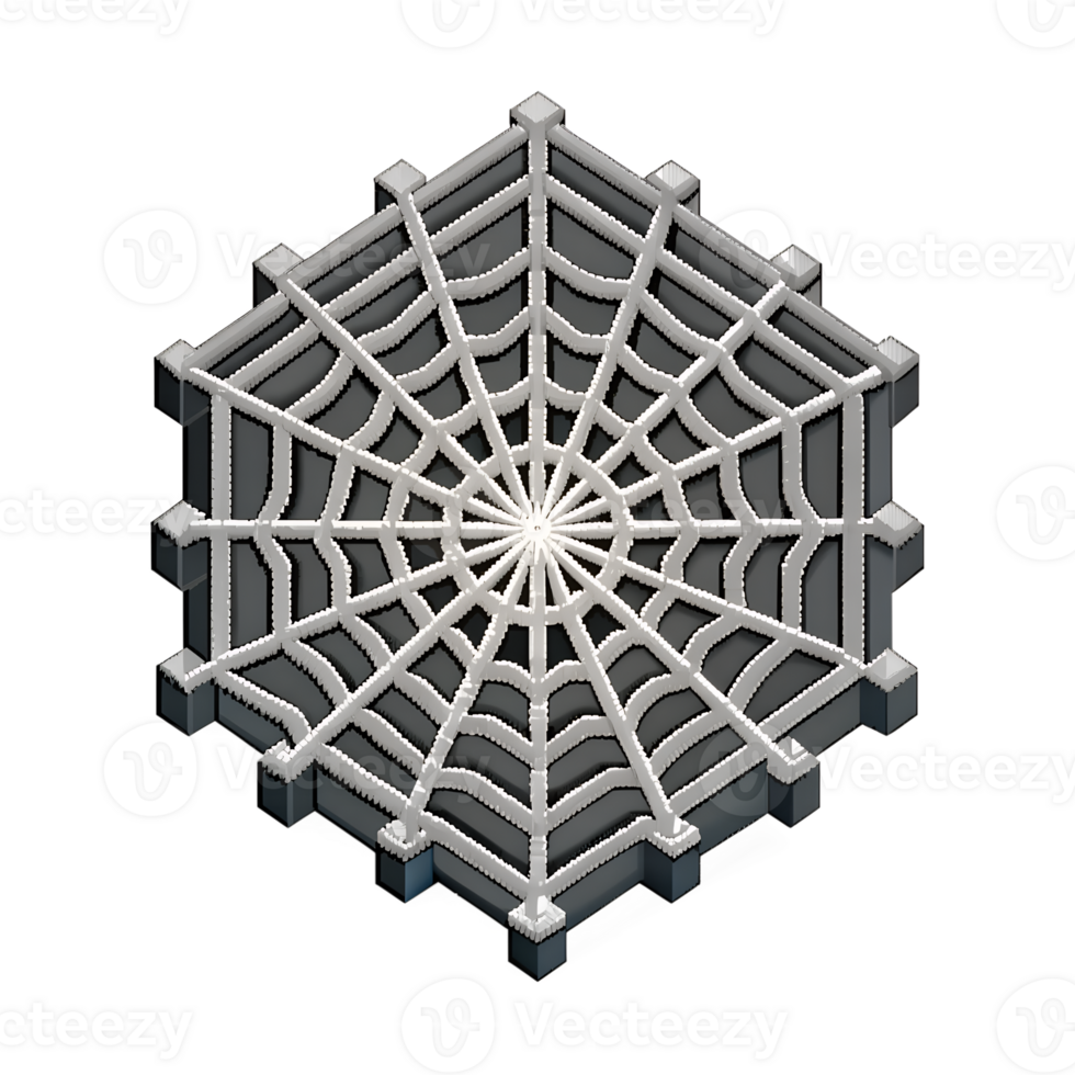 Intricate spider web pattern with geometric symmetry and detailed design elements showcasing nature's architecture. png