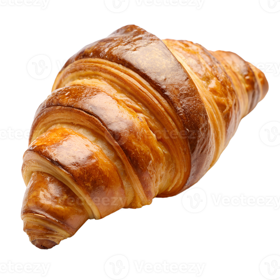 A close-up of a perfectly baked, golden-brown croissant, showcasing its flaky texture and rich layers, ideal for bakery promotions. png