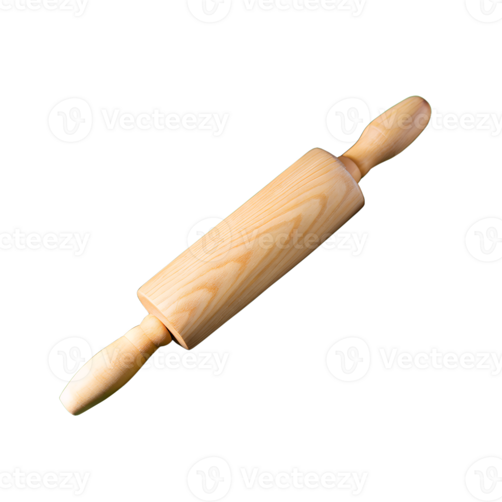 en bois roulant épingle sur une blanc Contexte. essentiel cuisine outil pour cuisson et Pâtisserie préparation, avec lisse surface et confortable poignées. png