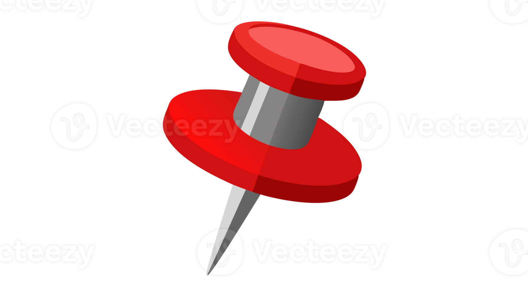 Close-up of a red push pin on a white background, commonly used for office, school, and home bulletin boards or maps. png
