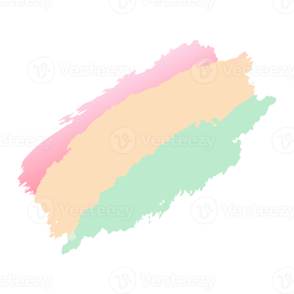 Abstract pastel paint stroke in pink, peach, and mint green colors, perfect for creative backgrounds and artistic designs. png