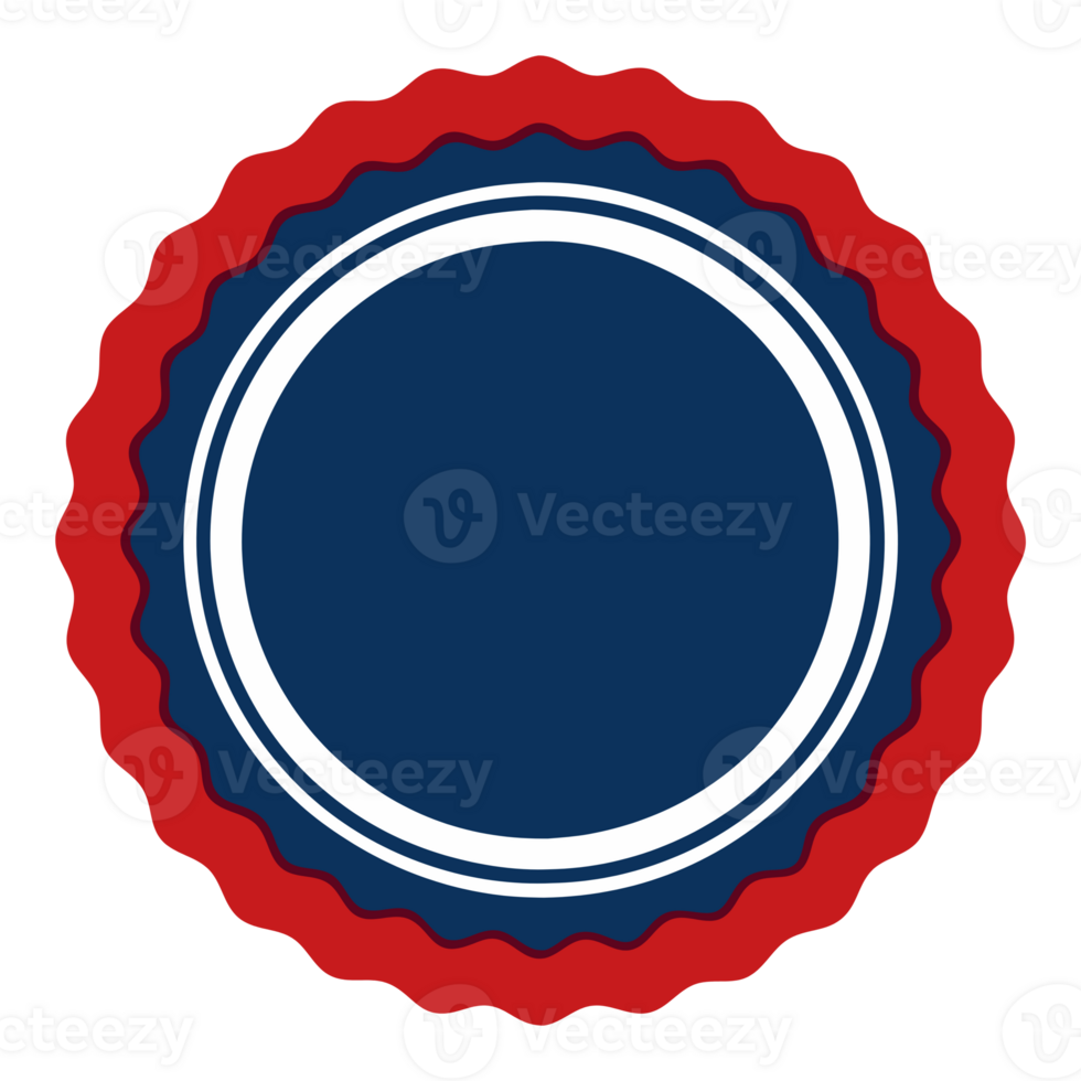 Circular emblem with a blank navy center, white rings, and a wavy red border, isolated on white background. Ideal for design and branding. png