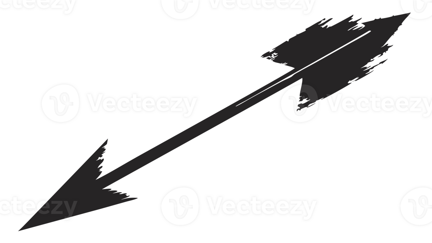 Black arrow illustration on transparent background, pointing southwest. Perfect for design, navigation, direction, and simplicity themes. png