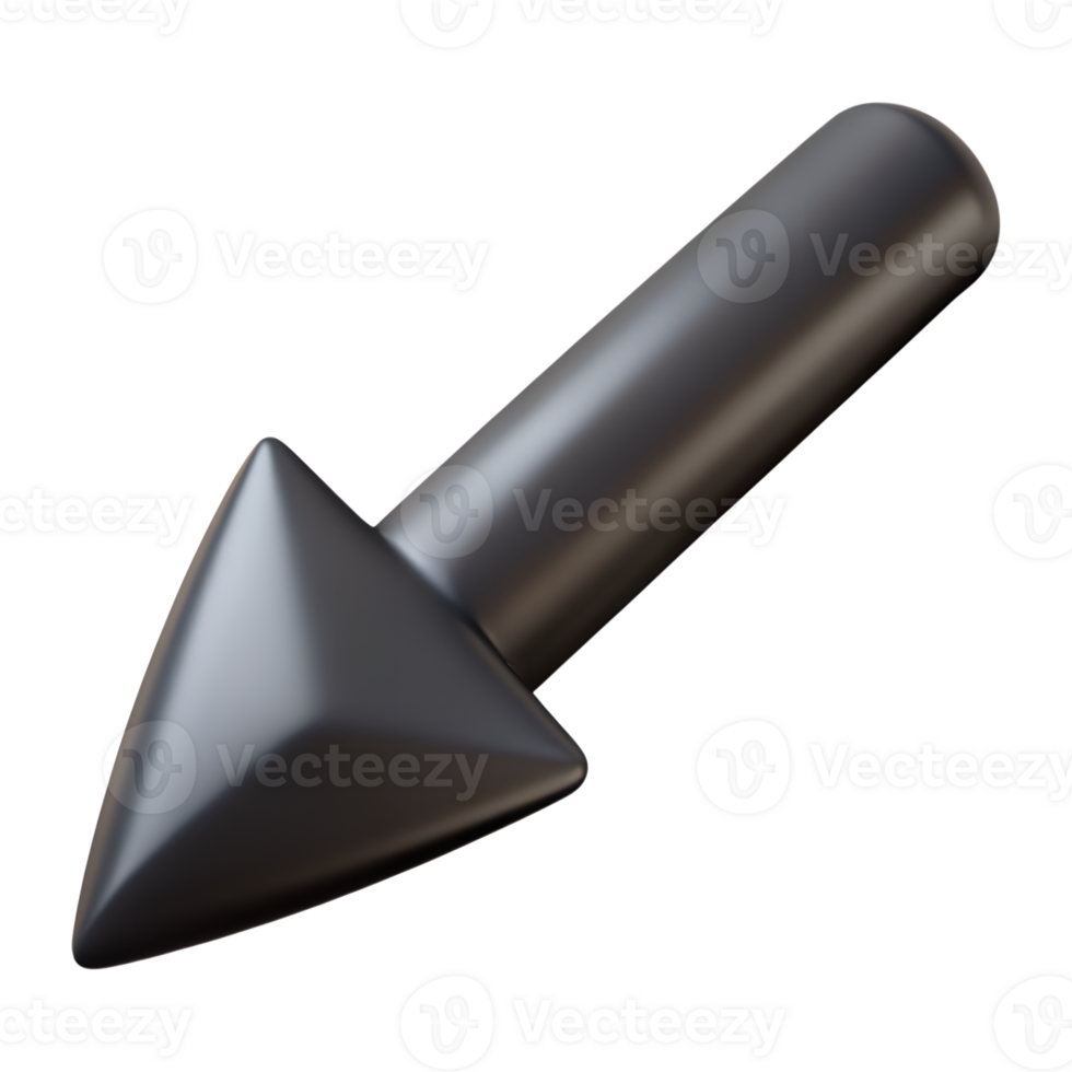 3D black down arrow icon with a sleek design, perfect for indicating direction or download in various digital applications and interfaces. png