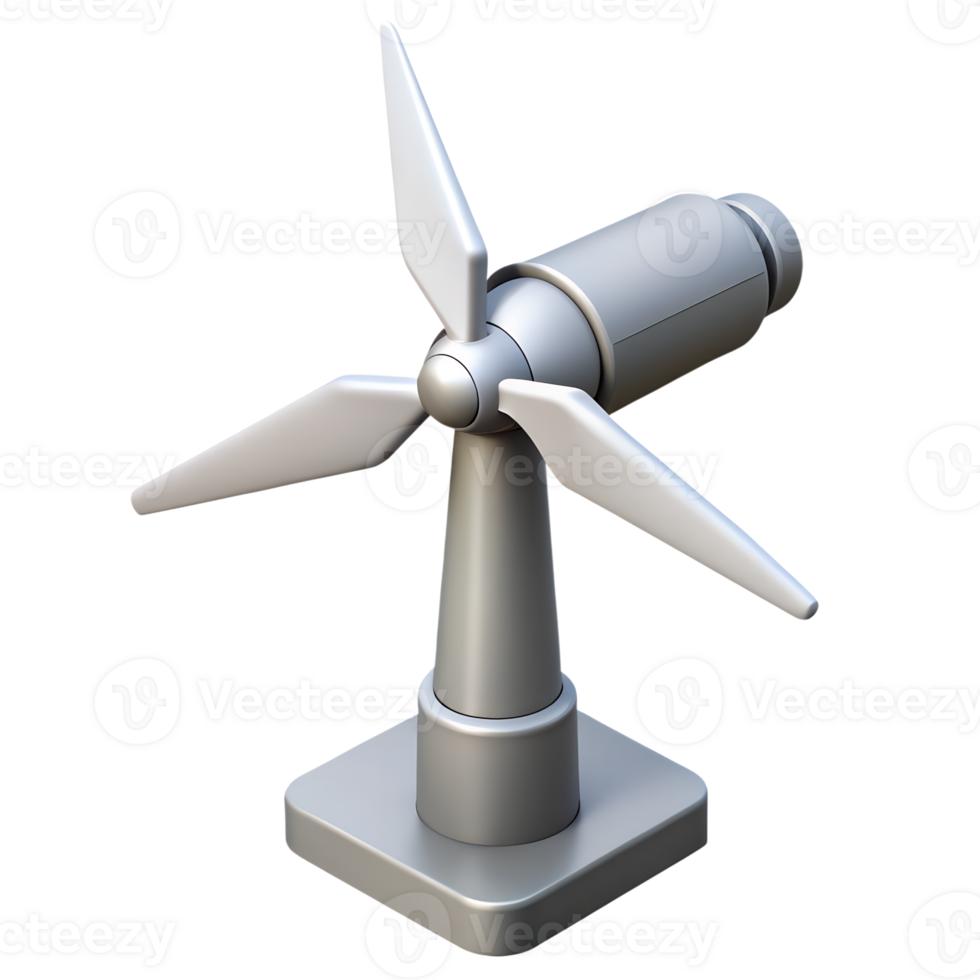 3D model of a wind turbine for renewable energy, featuring sleek design and detailed construction. png