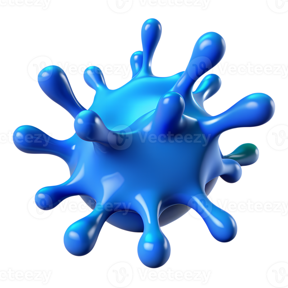 3d reso Immagine di un' blu virus particella, isolato su un' bianca sfondo, raffigurante microscopico biologico organismi. png