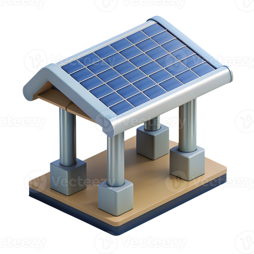 3D render of a solar panel structure. Renewable energy concept for sustainable and eco-friendly power generation. Isolated on white background. png