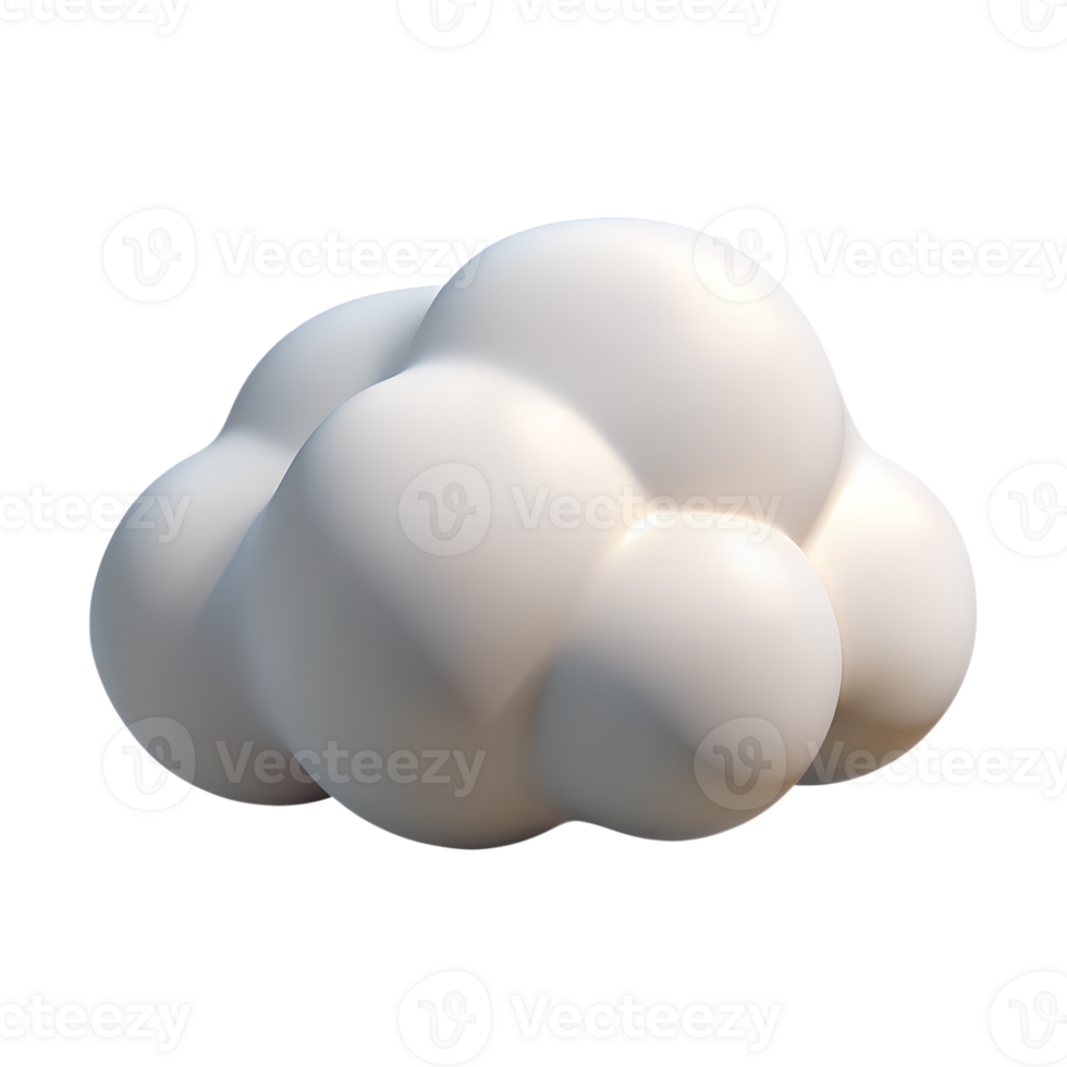 3D rendering of a soft, fluffy white cloud on a transparent background, evoking a sense of calm and tranquility. png