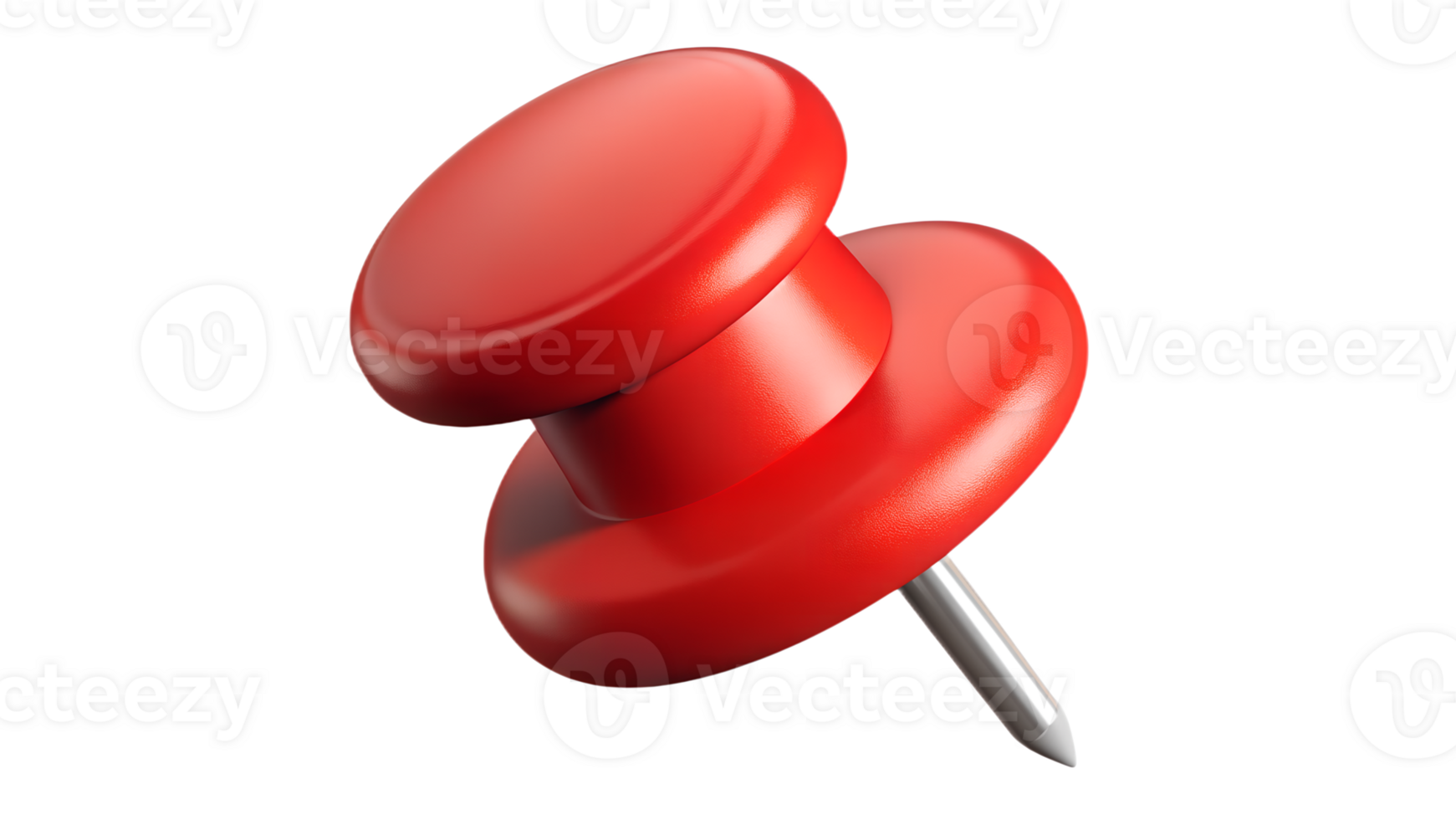 Close-up of a red push pin isolated on a white background. Ideal for office, school, and organizational purposes. High-resolution image. png