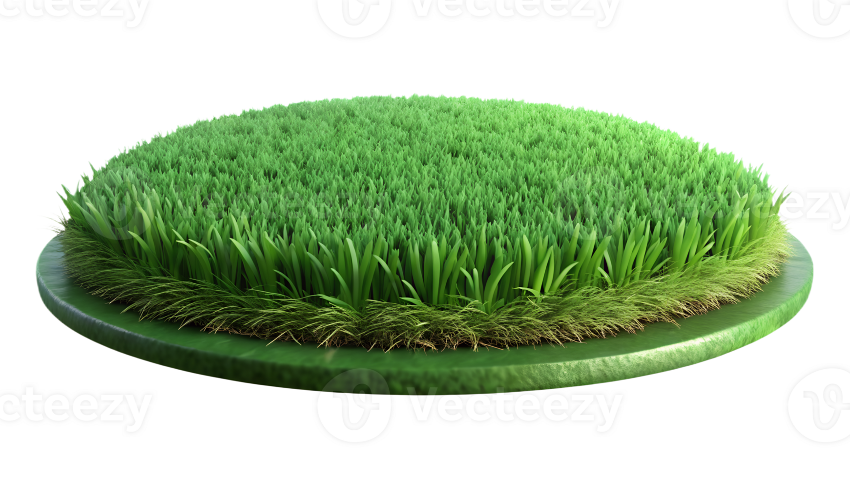Circular patch of green grass on a white background, representing fresh garden lawn or turf concept in a clean, isolated format. png