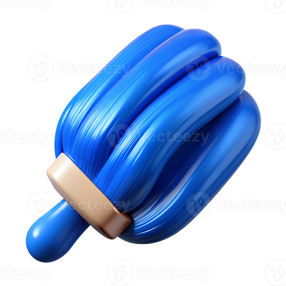 Bright blue 3D stylized ice cream popsicle on a stick. Vibrant color, unique design. Perfect for summer and dessert-themed visuals. png