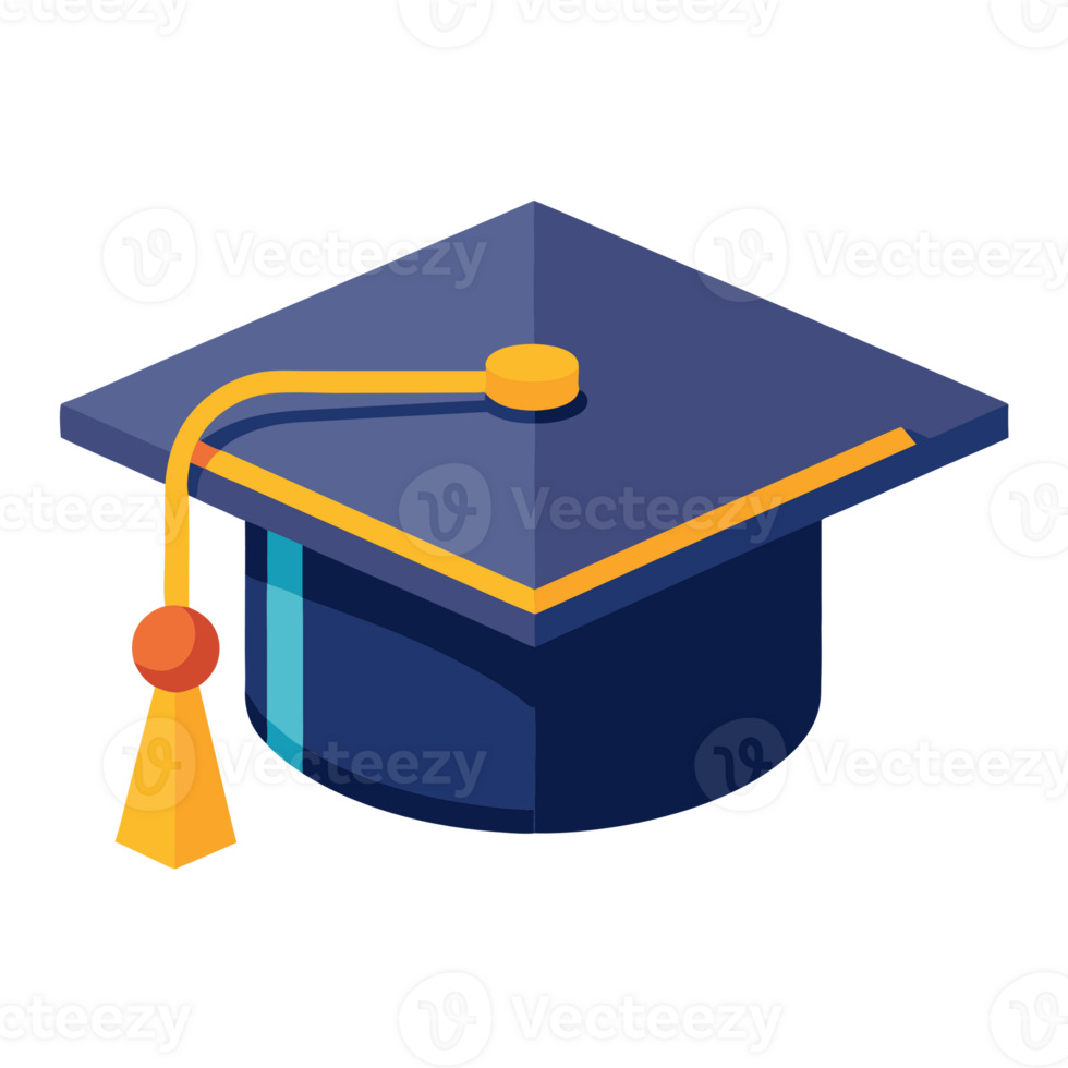 Illustration of a graduation cap with a yellow tassel. Perfect for educational themes, school events, and graduation announcements. png