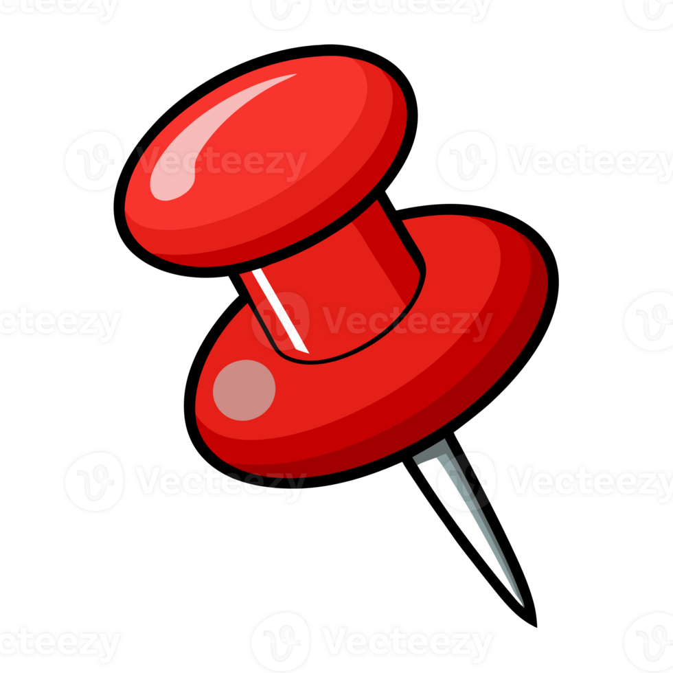 High-quality illustration of a red pushpin. Perfect for office, school, organization and stationery-related uses in various projects. png