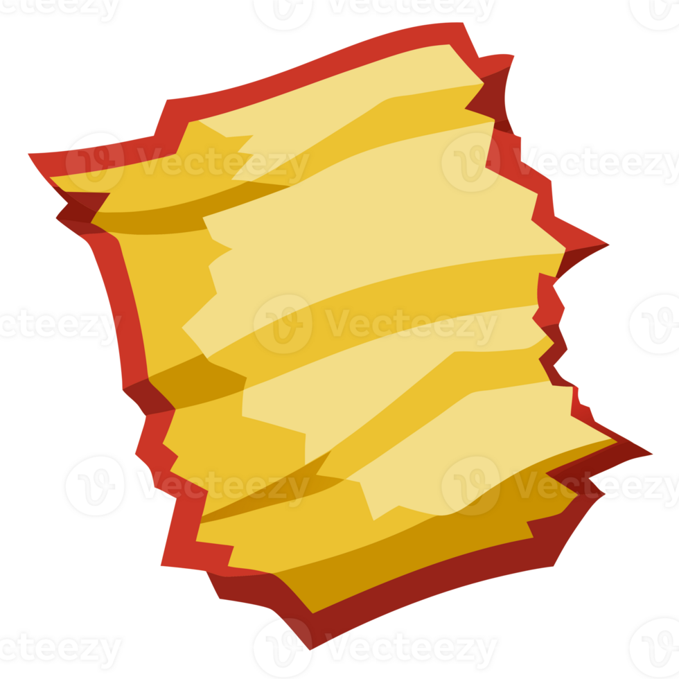 Illustration of a yellow and red torn paper icon with jagged edges, perfect for graphic design, scrapbooking, or digital art projects. png