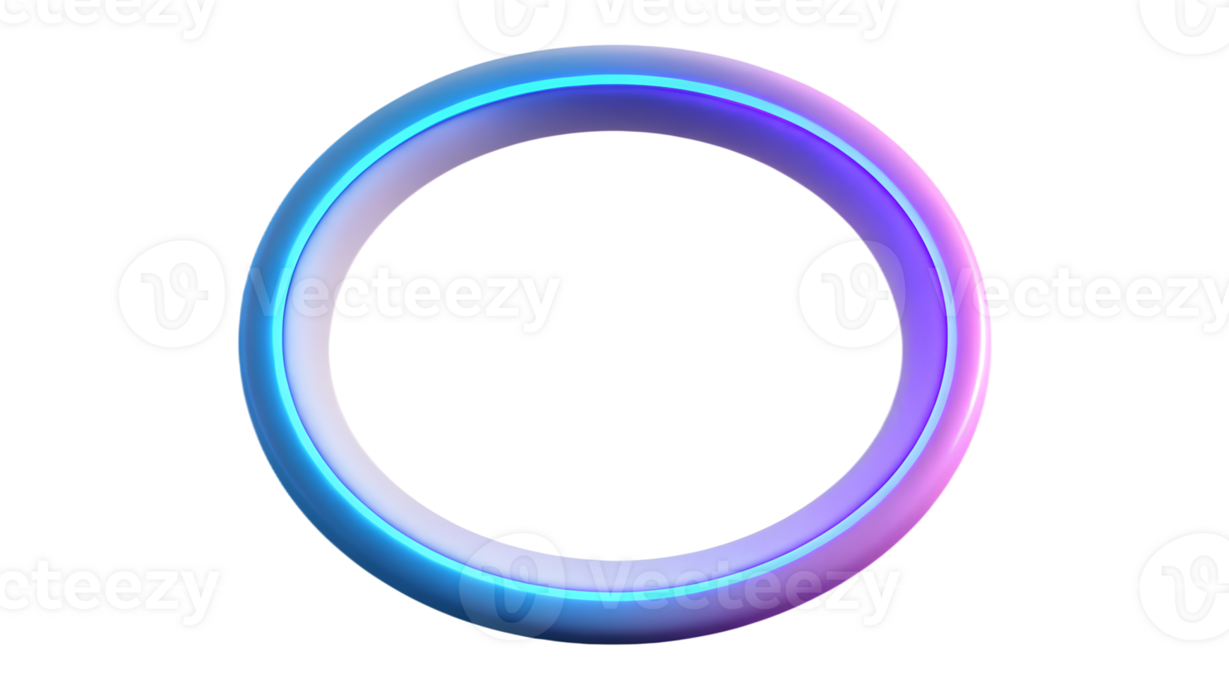 Colorful neon circular ring glowing with blue and purple hues, isolated on a transparent background. Perfect for graphic design and digital art. png