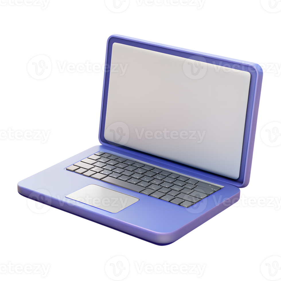 Colorful purple laptop with a sleek design on a white background. Perfect for technology and computing-related projects. png
