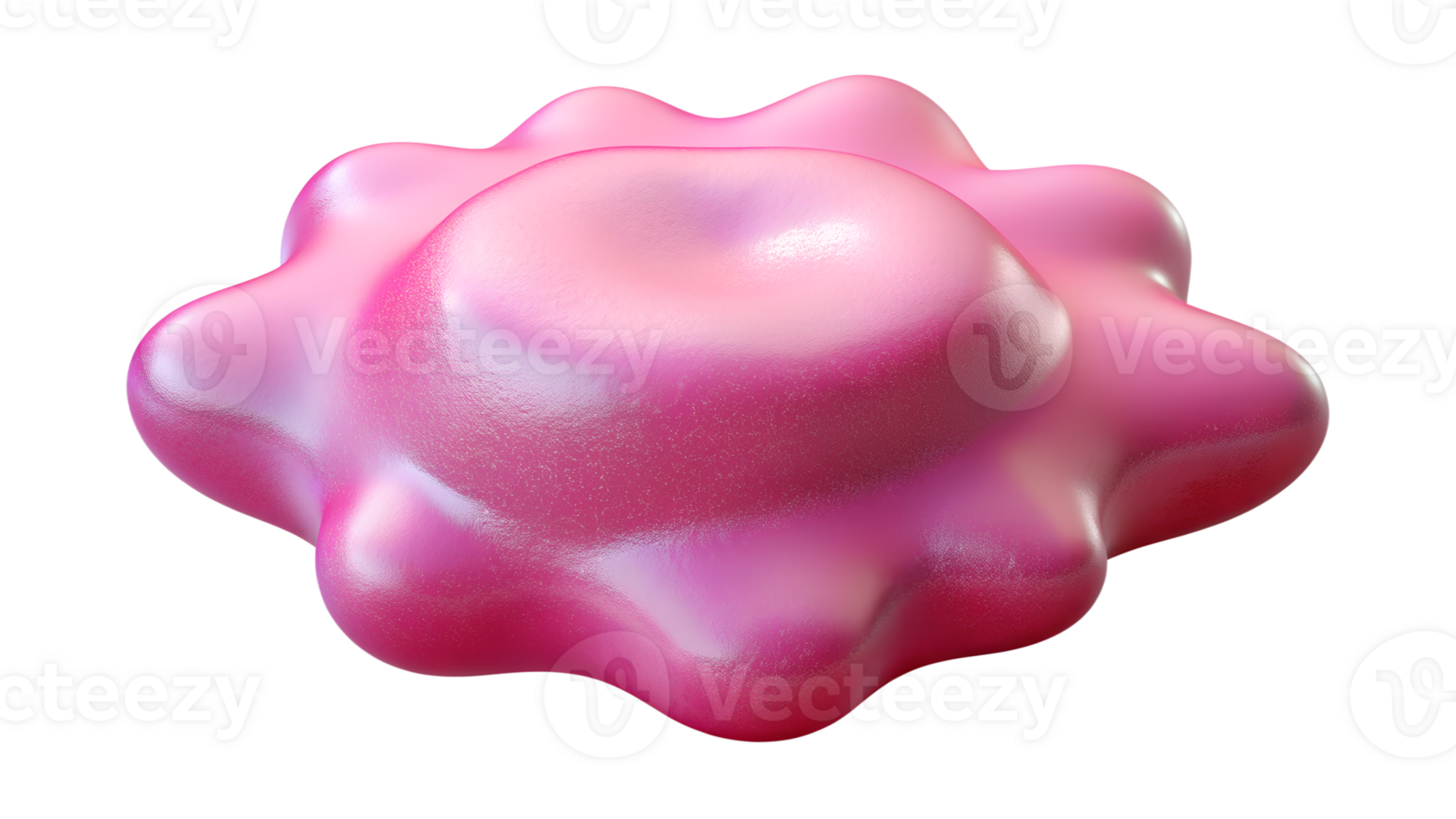 Pink abstract shape with glossy surface, resembling a splash or irregular blob, isolated on transparent background. png