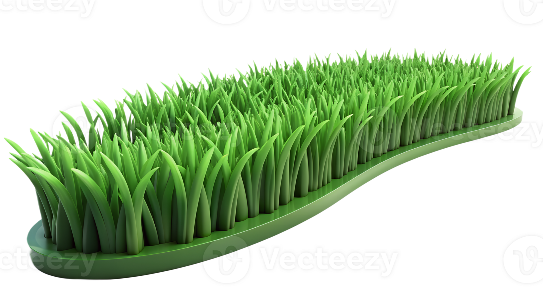 Vibrant artificial grass strip on white background, ideal for landscaping, gardening, and decoration purposes. High-quality, realistic green turf. png