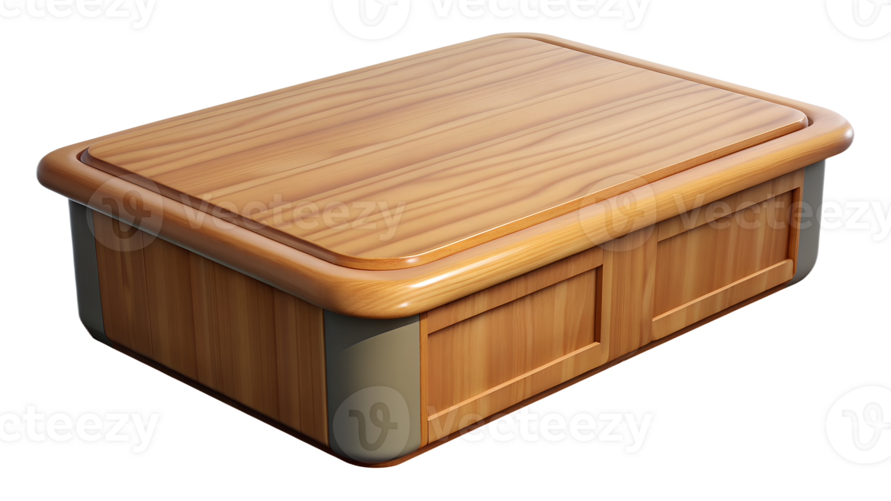 Wooden storage box with a lid. Ideal for keeping items organized in home, office, or garage. Durable and stylish storage solution. png