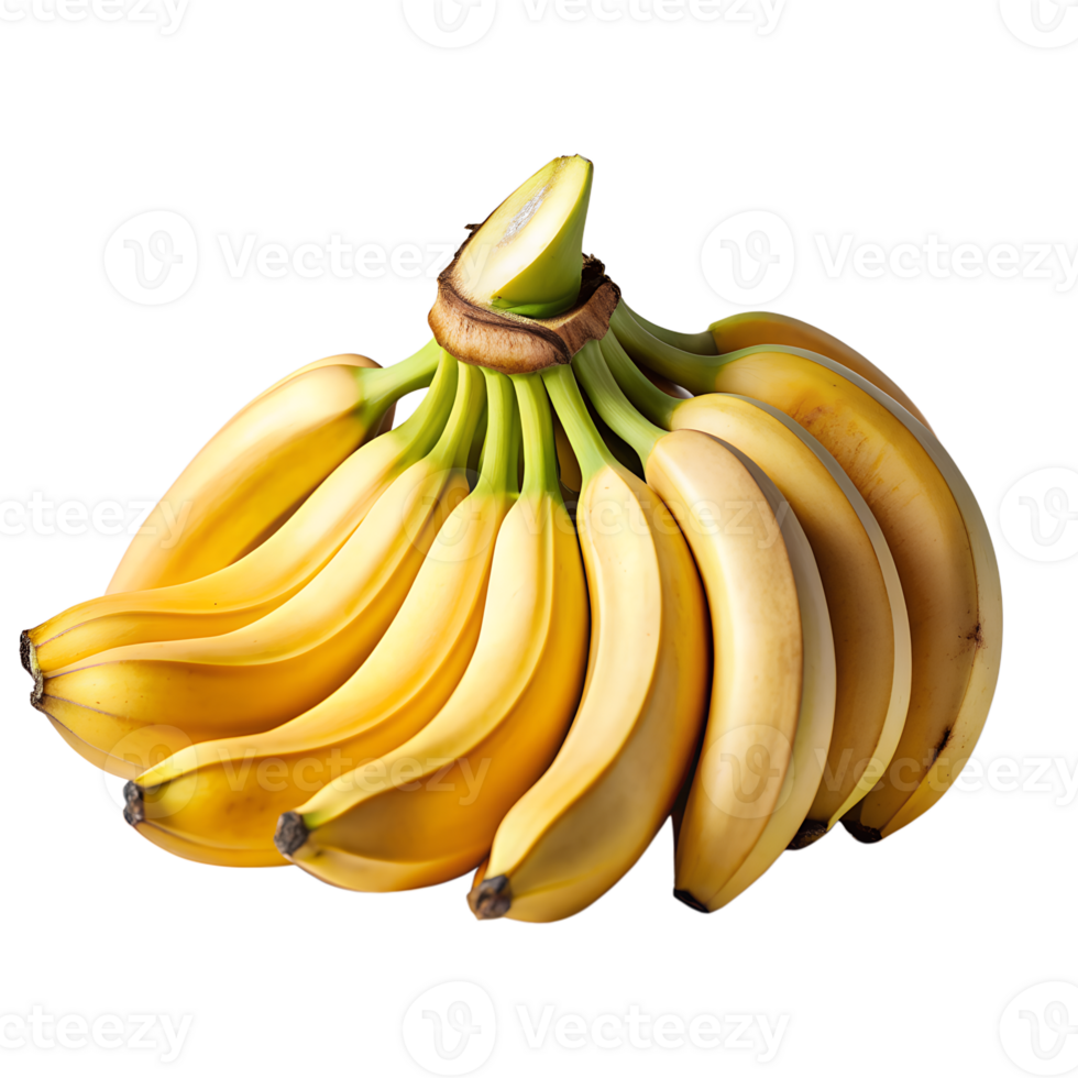 Fresh bananas bunch isolated on white background. Perfect for healthy diet, nutrition, and tropical fruit themes. png