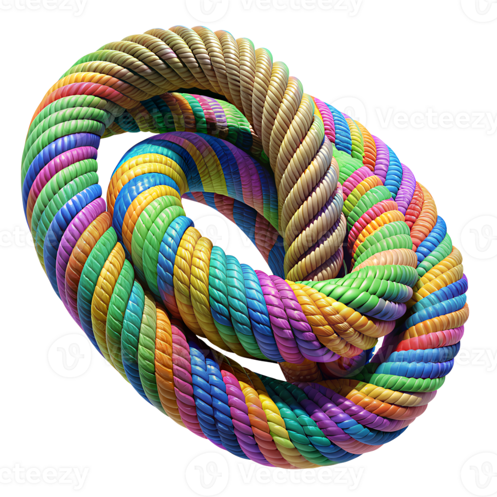 Colorful intertwined ropes creating an intricate and vibrant geometric pattern, perfect for abstract and creative design projects. png