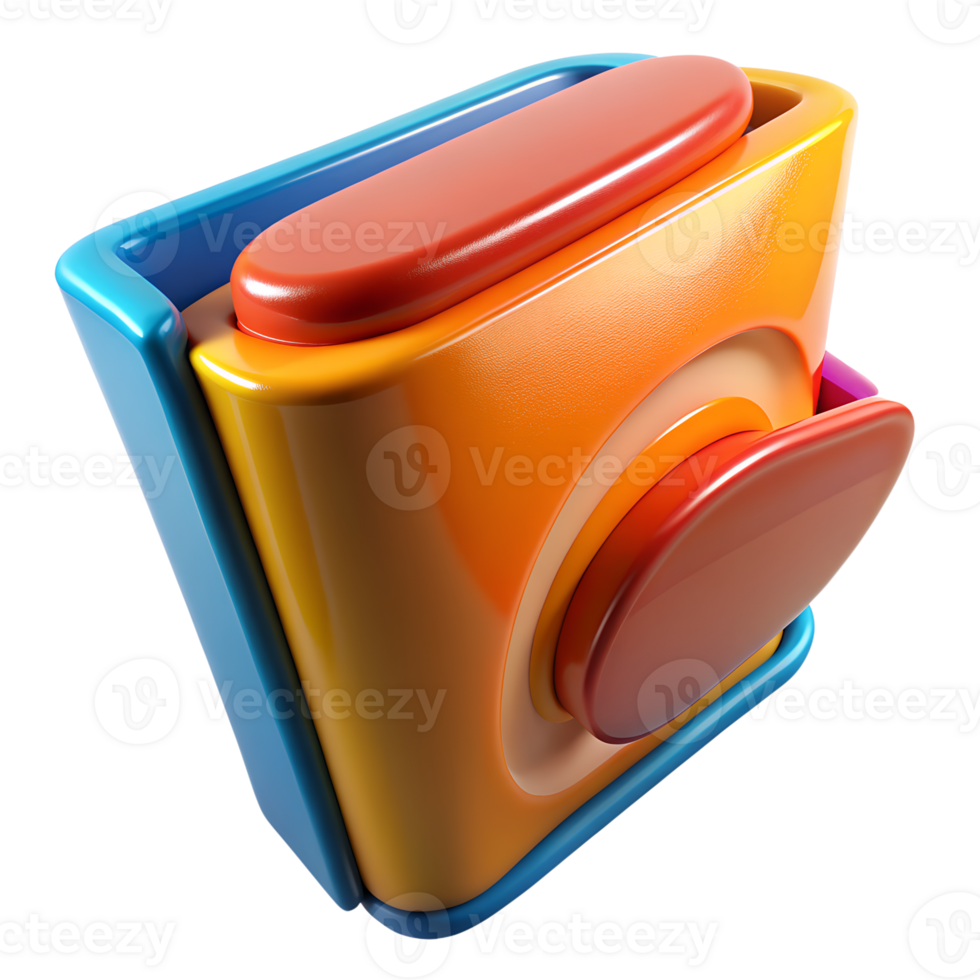 Colorful 3D abstract geometric shape with glossy finish, bright colors, and rounded edges. Perfect for design projects, illustrations, and backgrounds. png