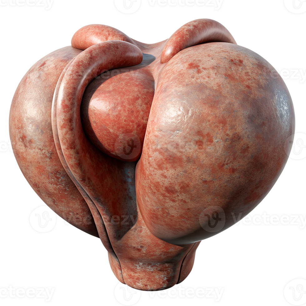 Abstract organic sculpture with a smooth, marbled surface and bulbous, intertwining shapes, resembling futuristic, alien art. png