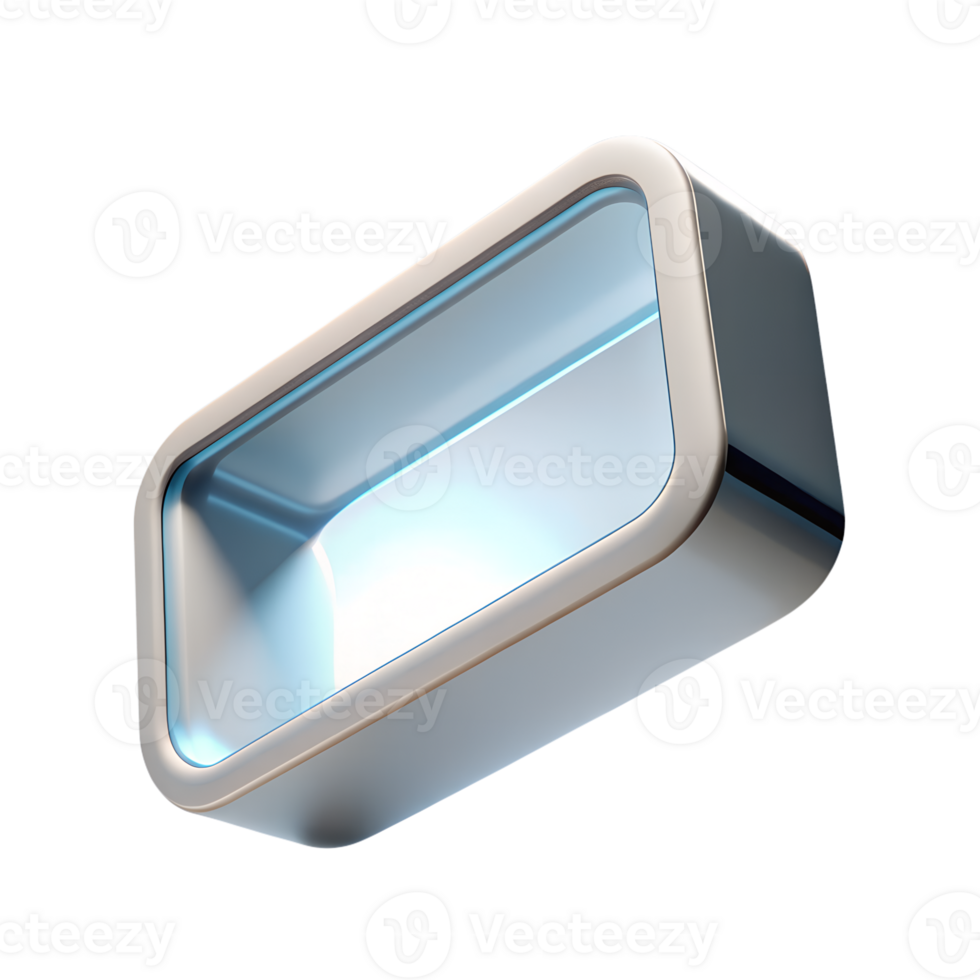 Futuristic 3D device with a sleek metallic frame and illuminated interior, perfect for technology or science fiction imagery. png