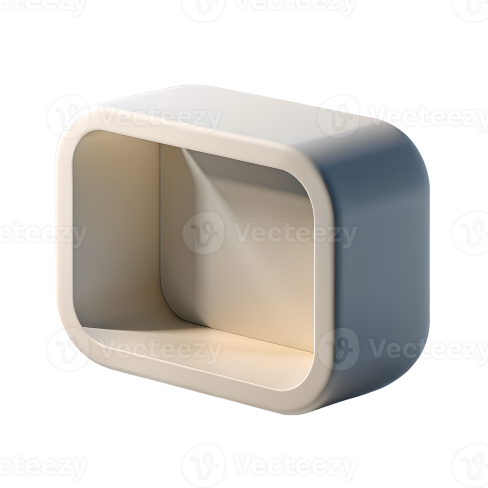 Modern minimalistic white shelf with clean lines, perfect for contemporary home or office decor. Simple and elegant storage solution. png