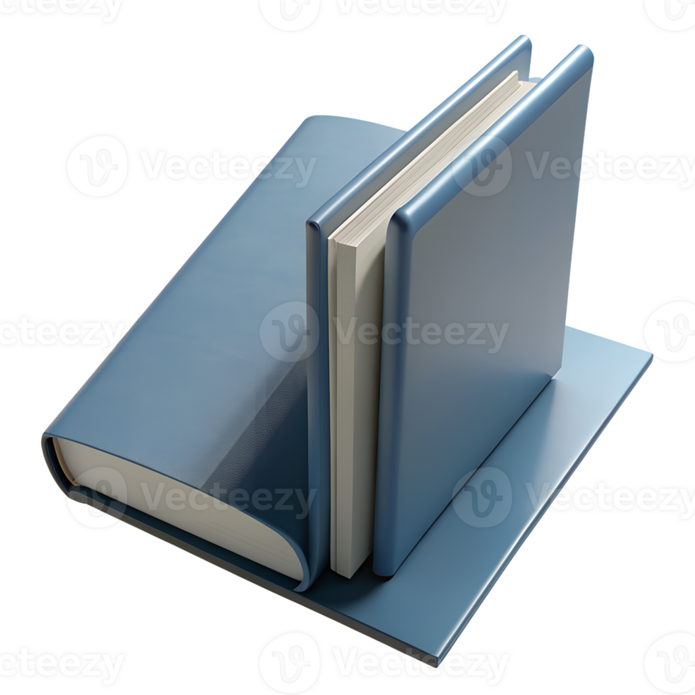 Elegant blue books lined up vertically, creating a sleek library or educational setup. Perfect for literature or study themes. png