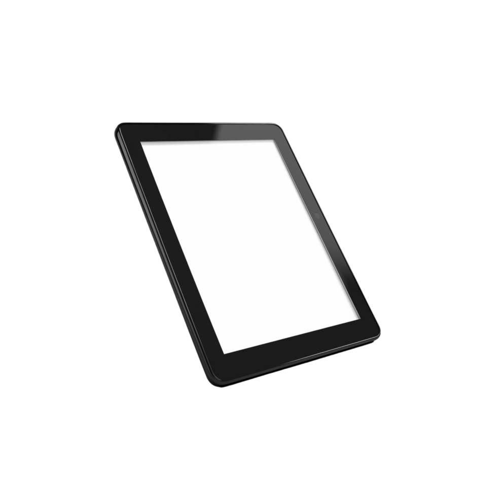 Black Tablet Computer Mockup With White Screen png