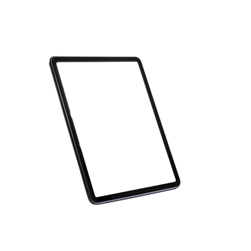Black Tablet Computer With Blank White Screen in Diagonal Position png