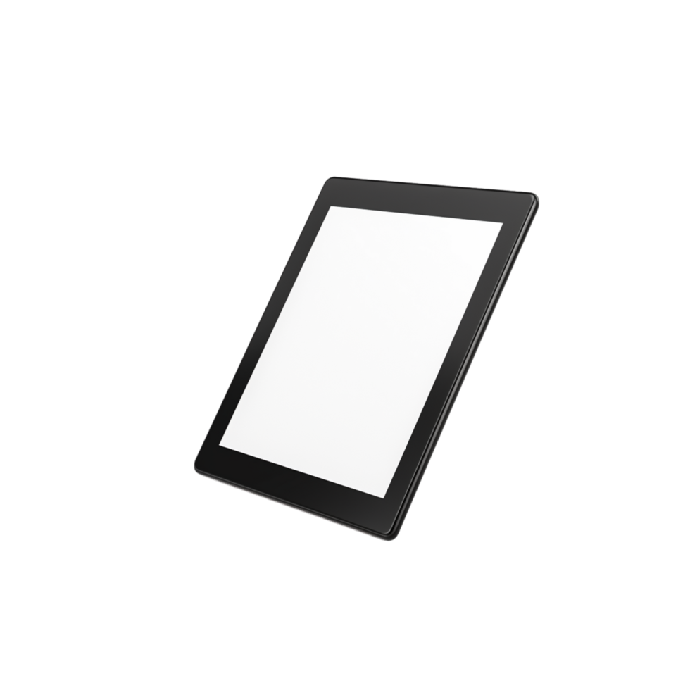 Black Tablet Computer Mockup With White Screen On White And Checkered Background png