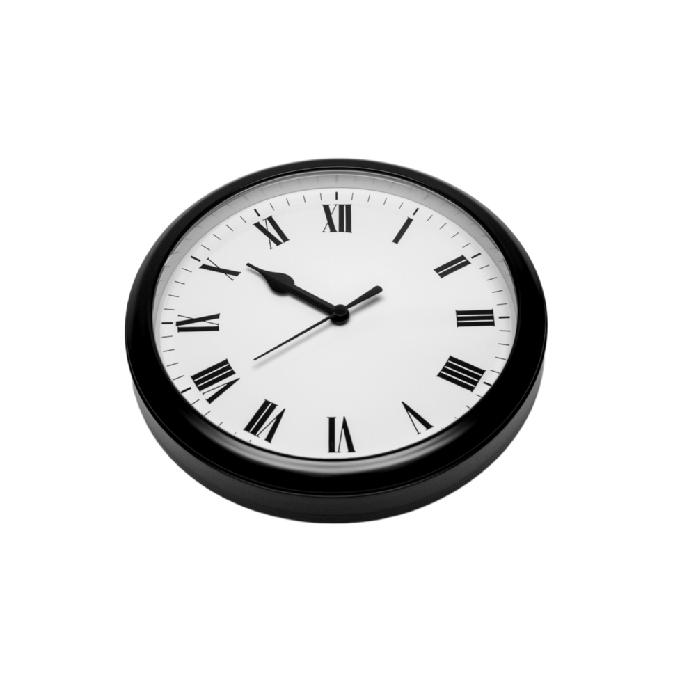 Black Framed Analog Clock With Roman Numerals Displaying Three OClock png