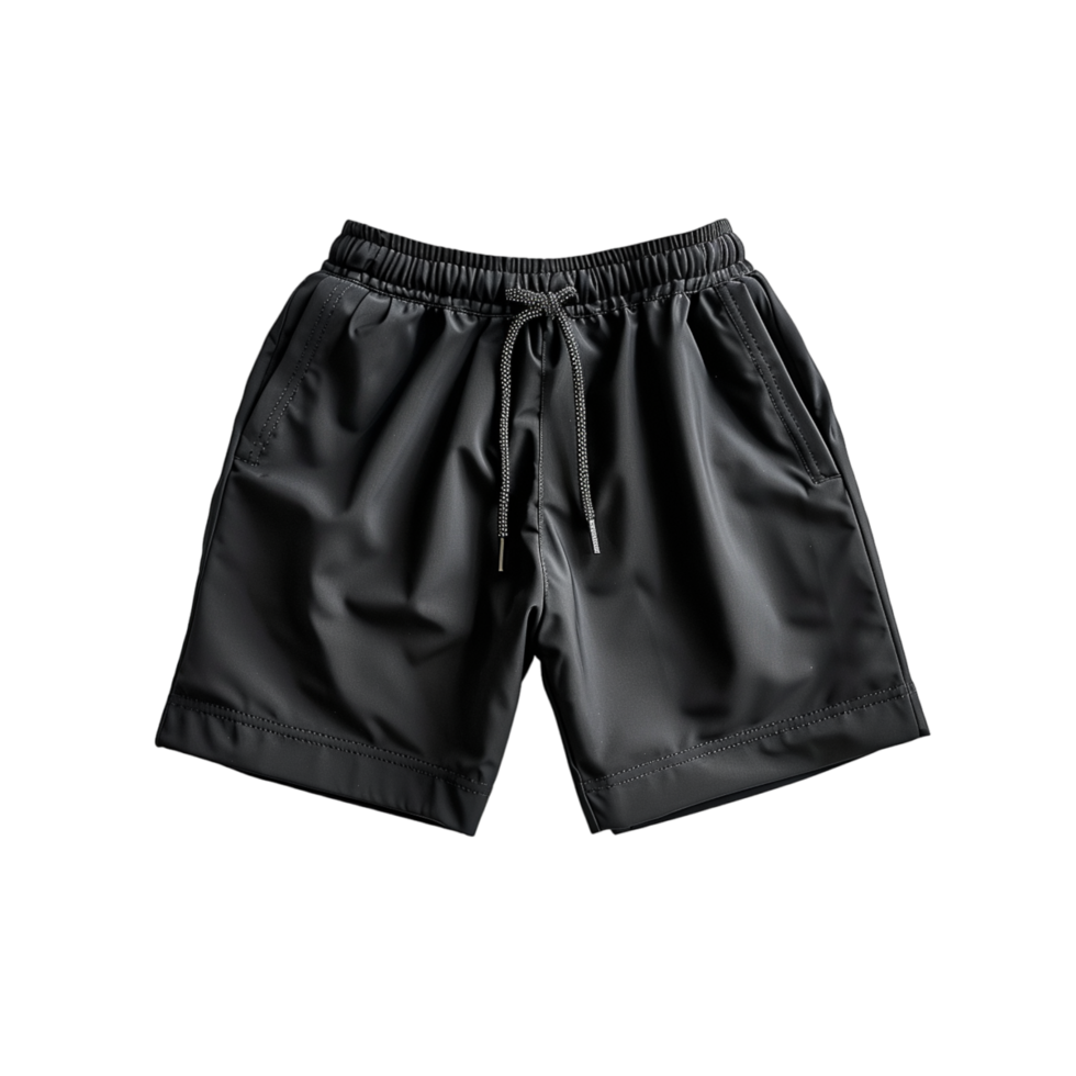Black Drawstring Shorts With Side Pockets Isolated on White Background png