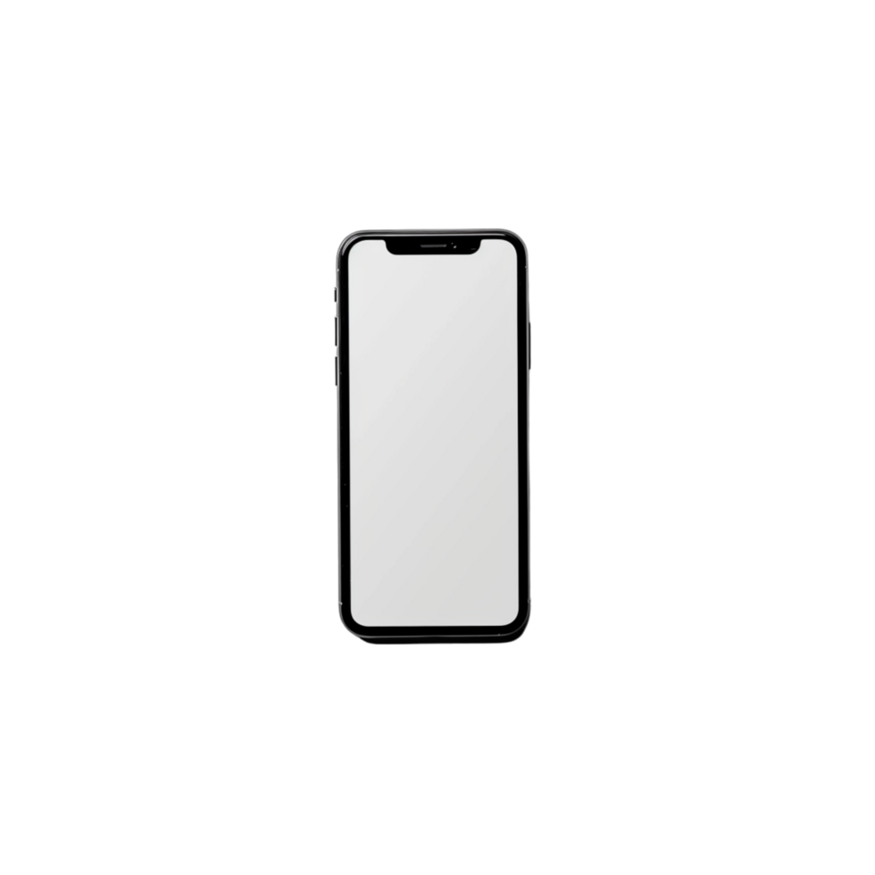 Black Smartphone With Blank White Screen on Checkered Background png