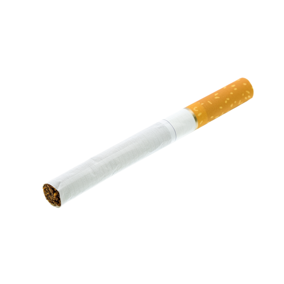 Single Unlit White Cigarette With Orange Filter Tip Isolated On White Background png