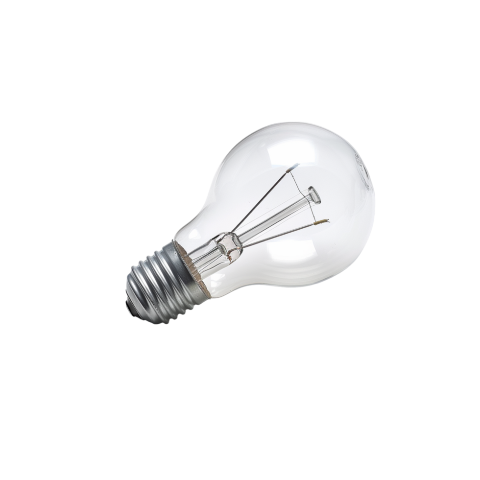 A Single Incandescent Light Bulb Isolated on a White Background png