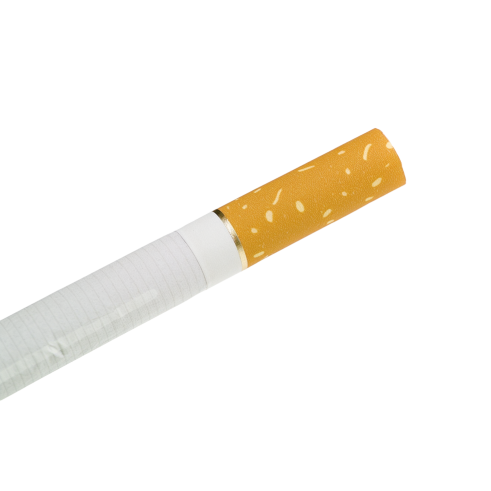 Close Up Of A White Cigarette With A Yellow Filter Tip png