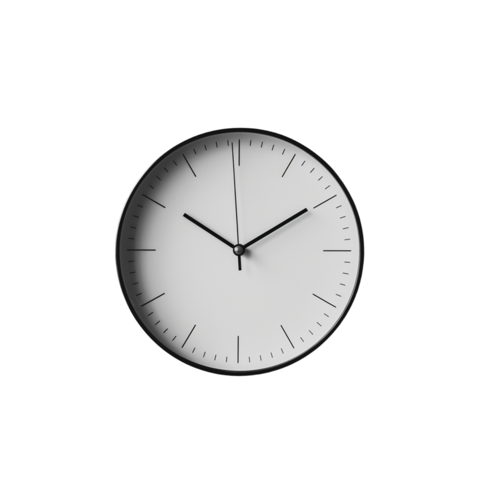 Modern Black And White Clock Against A Checkered Background png