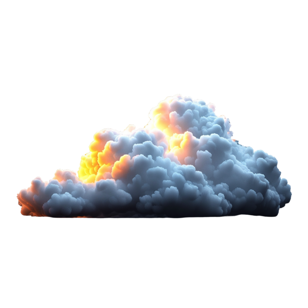Isolated Cumulus Cloud With Glowing Core png
