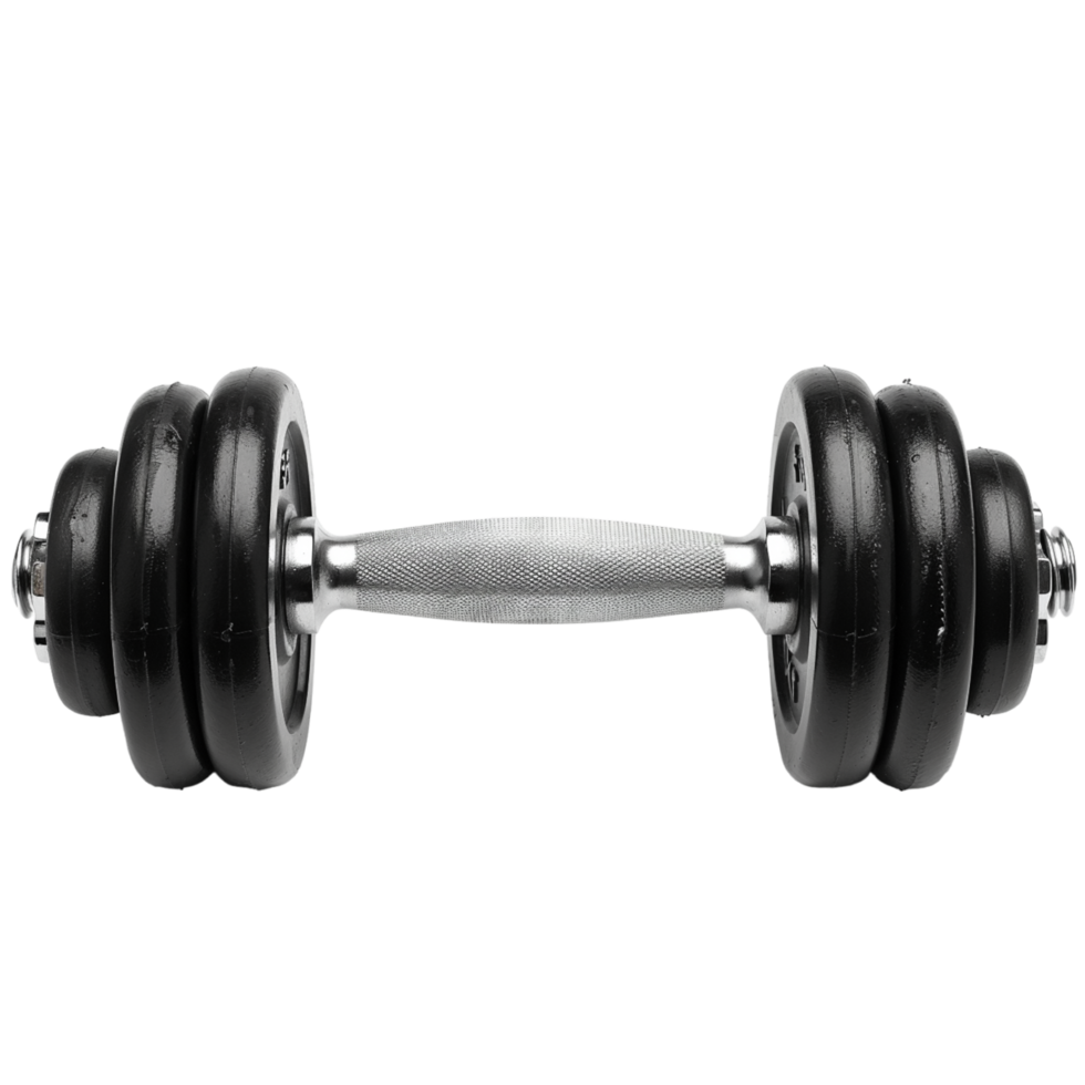 Black And Silver Dumbbell With Chrome Handle Isolated On White Background png