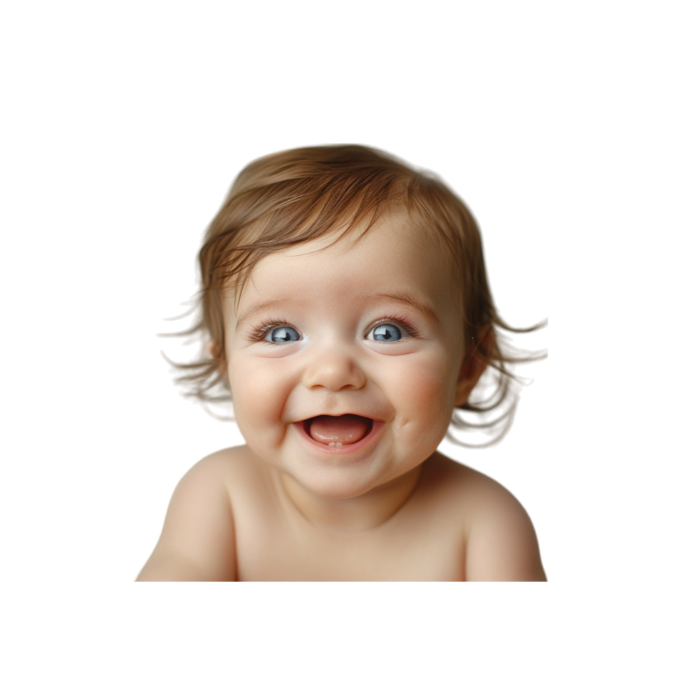 Happy Baby Girl Smiling With Open Mouth And Blue Eyes png