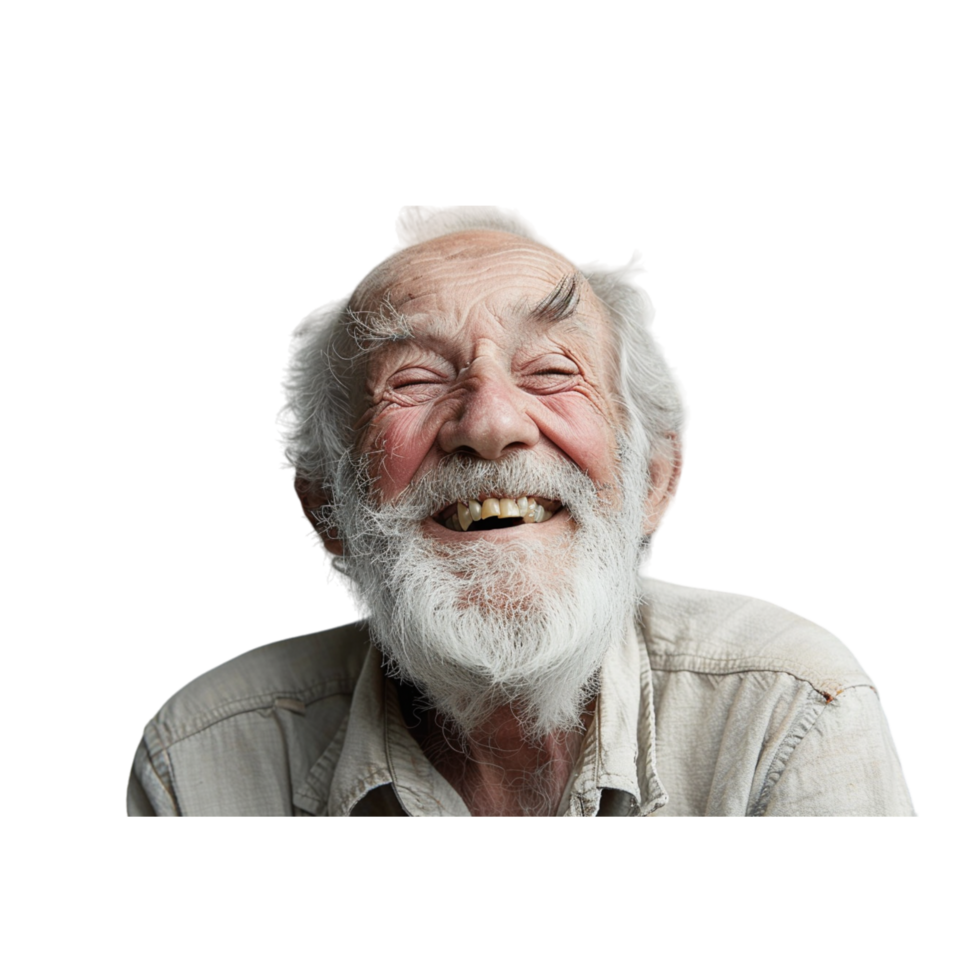 Portrait of a Senior Man With White Beard Laughing png