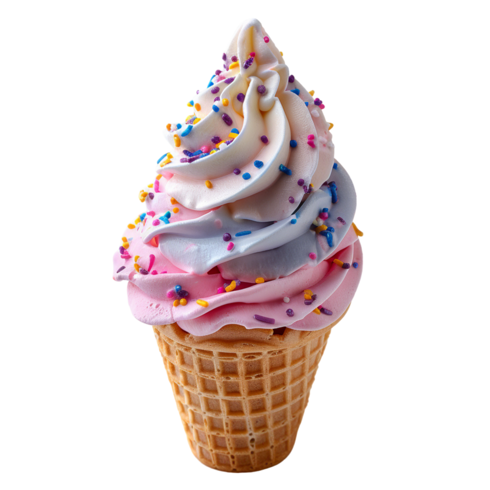 Colorful Swirl Ice Cream Cone With Sprinkles png